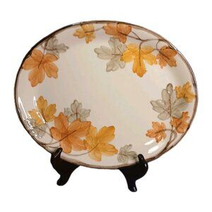 Franciscan October Autumn Leave Oval Platter 14 x11.5" Vintage Earthenware Fall
